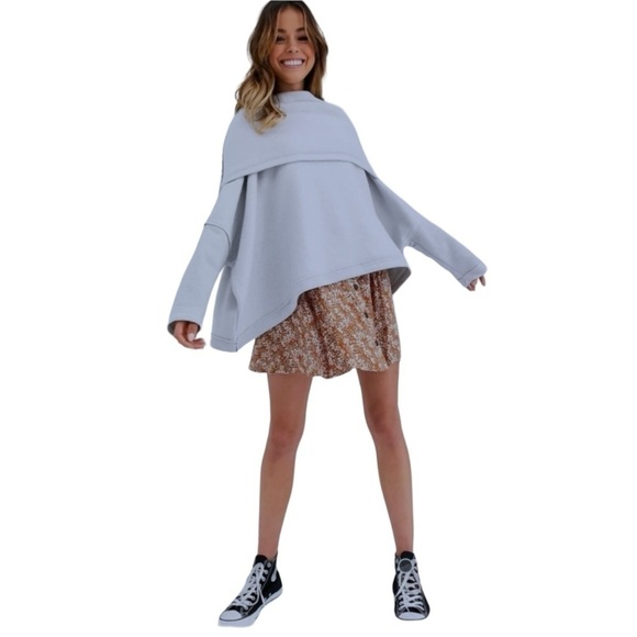 Free People Boho Huntington Pullover Women’s Size SP Grey Cowl Neck Cros… - Picture 13 of 15